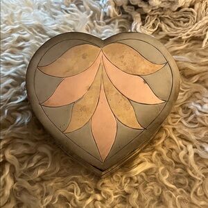 Vintage Brass Heart Lidded Trinket Box Valentine’s Art Deco